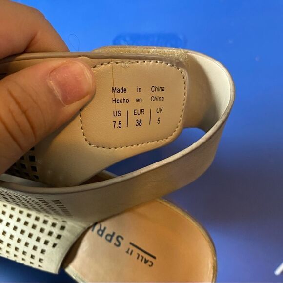 CALL It Spring Lace Open Toe High Heel Tan Sandals - Picture 9 of 13